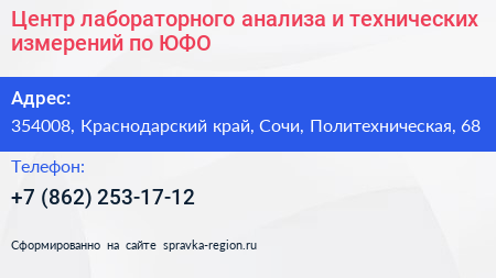 Центр лабораторного анализа и технических измерений по ЮФО - визитка