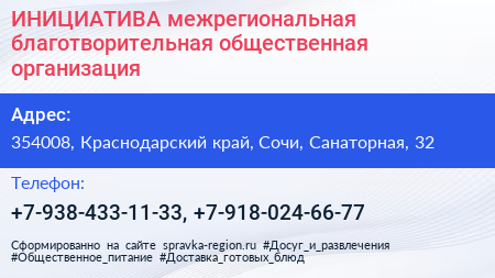 ИНИЦИАТИВА межрегиональная благотворительная общественная организация - визитка