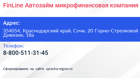 FinLine Автозайм микрофинансовая компания - визитка