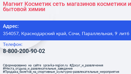 Магнит Косметик сеть магазинов косметики и бытовой химии - визитка