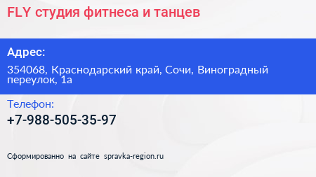 FLY студия фитнеса и танцев - визитка