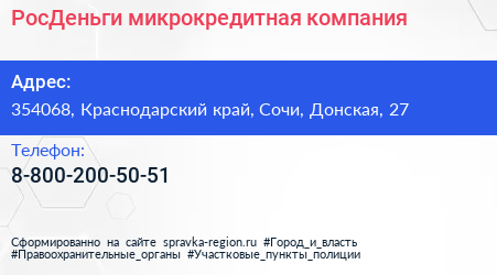 Нажмите, чтобы скачать визитку РосДеньги микрокредитная компания - визитка
