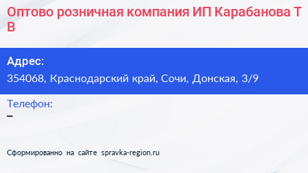 Оптово розничная компания ИП Карабанова Т В  - визитка