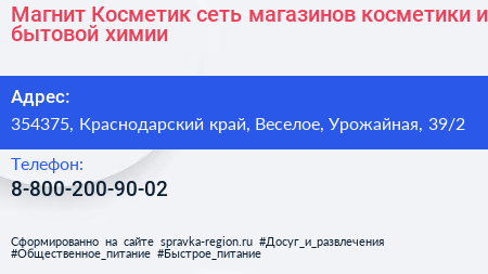 Магнит Косметик сеть магазинов косметики и бытовой химии - визитка