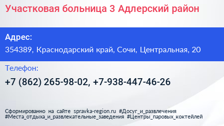 Участковая больница 3 Адлерский район - визитка