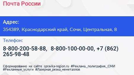 Почта России - визитка