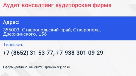 Аудит консалтинг аудиторская фирма - визитка