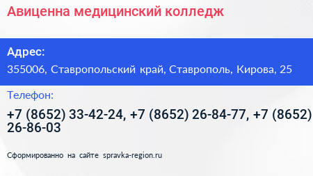 Авиценна медицинский колледж - визитка