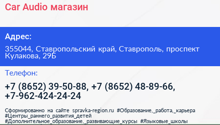 Car Audio магазин - визитка