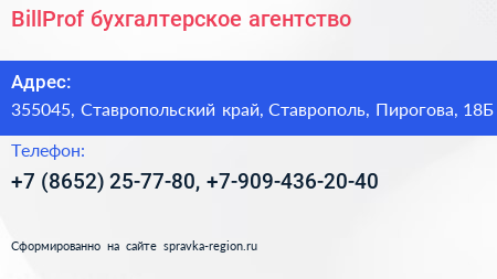 BillProf бухгалтерское агентство - визитка