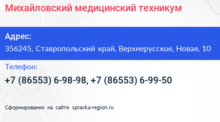 Михайловский медицинский техникум - визитка