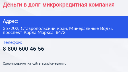 Деньги в долг микрокредитная компания - визитка