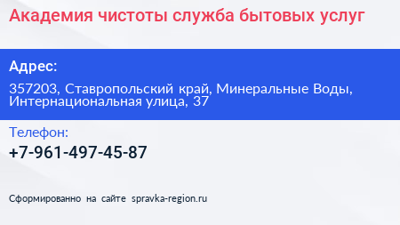 Академия чистоты служба бытовых услуг - визитка