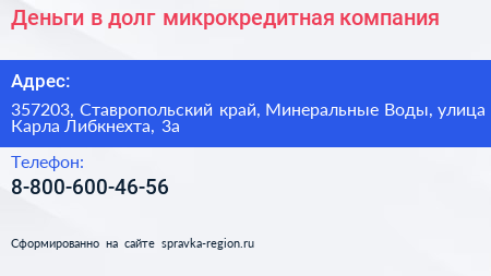 Деньги в долг микрокредитная компания - визитка