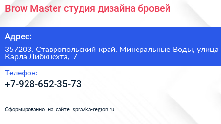 Brow Master студия дизайна бровей - визитка