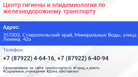 Центр гигиены и эпидемиологии по железнодорожному транспорту - визитка