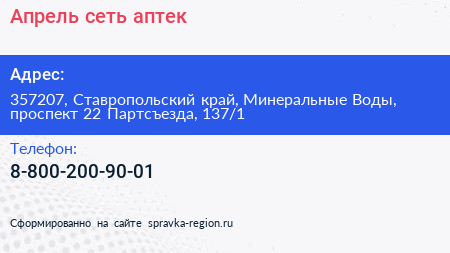 Апрель сеть аптек - визитка