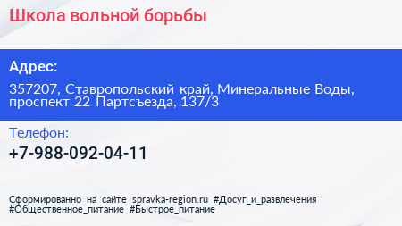Школа вольной борьбы - визитка
