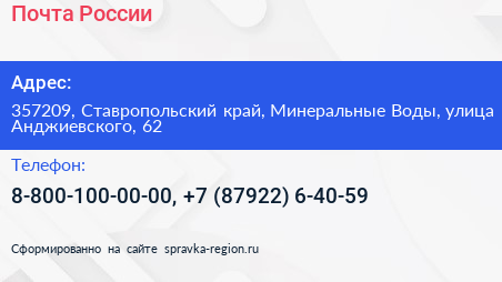 Почта России - визитка