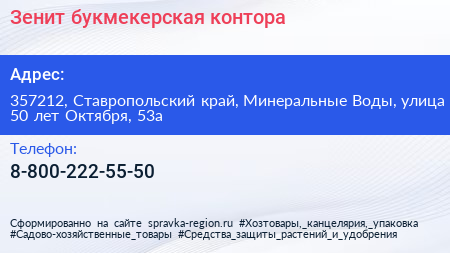 Нажмите, чтобы скачать визитку Зенит букмекерская контора - визитка
