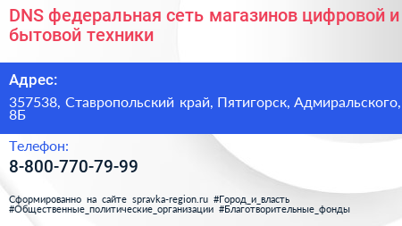 DNS федеральная сеть магазинов цифровой и бытовой техники - визитка