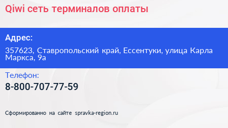 Qiwi сеть терминалов оплаты - визитка