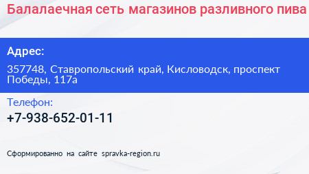 Балалаечная сеть магазинов разливного пива - визитка