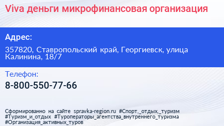 Viva деньги микрофинансовая организация - визитка