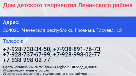 Дом детского творчества Ленинского района - визитка