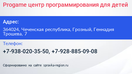 Progame центр программирования для детей - визитка