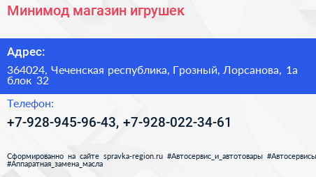 Минимод магазин игрушек - визитка