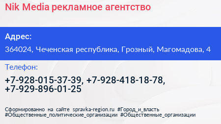 Nik Media рекламное агентство - визитка