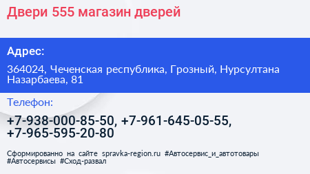 Двери 555 магазин дверей - визитка