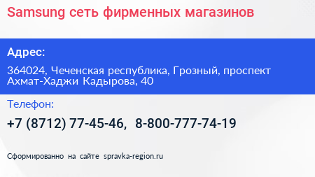 Samsung сеть фирменных магазинов - визитка
