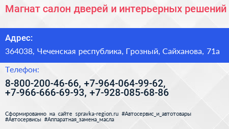 Магнат салон дверей и интерьерных решений - визитка