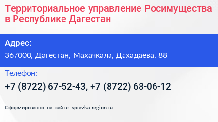 Территориальное управление Росимущества в Республике Дагестан - визитка
