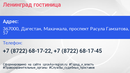 Ленинград гостиница - визитка