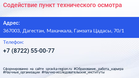 Содействие пункт технического осмотра - визитка