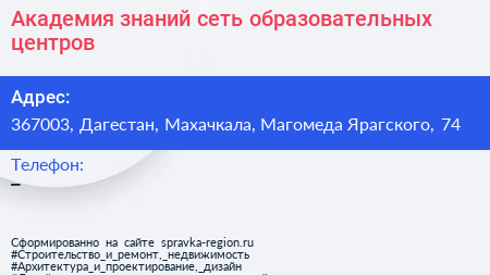 Академия знаний сеть образовательных центров - визитка