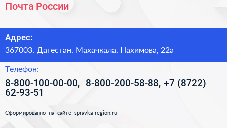 Почта России - визитка