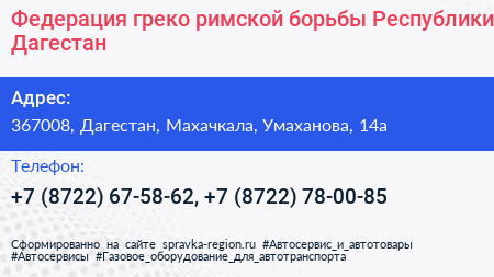 Федерация греко римской борьбы Республики Дагестан - визитка
