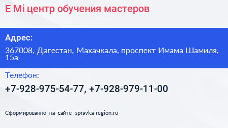 E Mi центр обучения мастеров - визитка