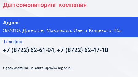 Даггеомониторинг компания - визитка