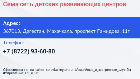 Сема сеть детских развивающих центров - визитка