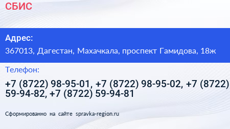 СБИС - визитка