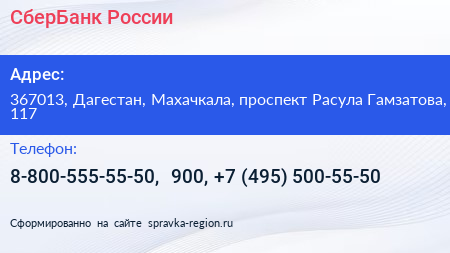 СберБанк России - визитка