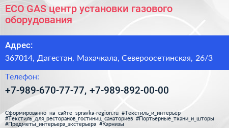 ECO GAS центр установки газового оборудования - визитка