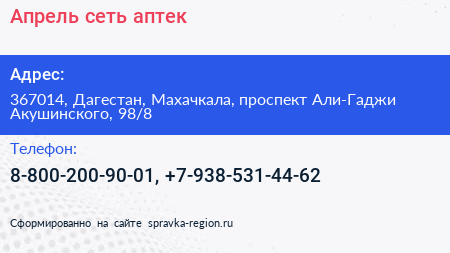 Апрель сеть аптек - визитка