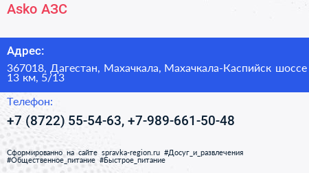 Asko АЗС - визитка