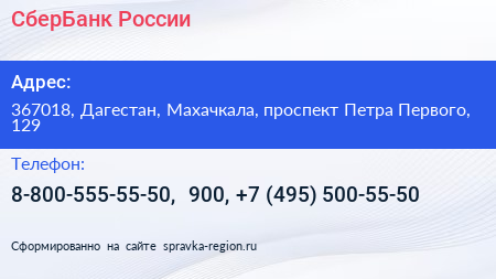 СберБанк России - визитка